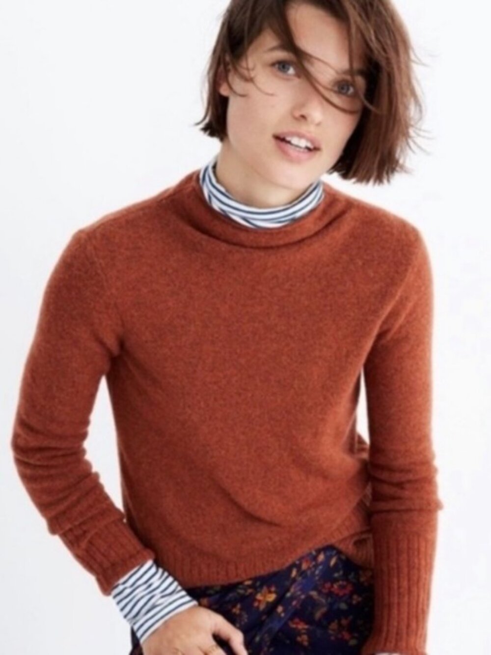 Madewell Inland Turtleneck Sweater Merino Wool Alpaca Blend Afterglow Rust XXS